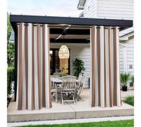NICETOWN Room Darkening Curtains Stripe Pattern Stainless Steel Grommets Light Brown & White Stripe Thermal Insulated Blackout Curtains Waterproof for Nursery 2 Panels W52 x L95