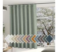 NICETOWN Sage Green Curtains for Sliding Glass Door, Room Darkening Hook Belt/Rod Pocket/Back Tab Light Blocking Thermal Drape Faux Linen Window Treatment for Living Room, W100 x L84, 1 Panel