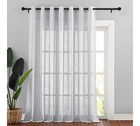 NICETOWN Semi Sheer Curtains for French Door, Extra Wide Grommet Top Semi Voile Drape Sheer Panel for Living Room/Sliding Glass Door, Silver Grey, W100 by L95 inches, 1 Panel