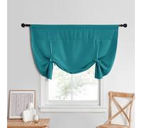 NICETOWN Short Curtains Adjustable Window Curtains for Bedroom, Privacy Energy Saving Tie Up Shade for Bathroom, Wide 52 x Long 45 inches, 1 Panel, Peacock Teal