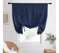 NICETOWN Short Kitchen Curtains 63 Inch Length Blackout Rod Pocket Tie Up Curtains Thermal Insulated Privacy Window Small Camper Drapes for Bathroom RV (1 Panel, 52 by 63 Inches, Navy)