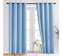 NICETOWN Sky Blue Blackout Curtains - Home Decor Window Treatment Ring Top Blackout Draperies Curtains for Living Room (2 Panels, 52 by 84, Blue)