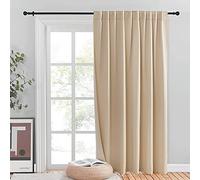 NICETOWN Sliding Door Blinds Window Treatment, Energy Smart Room Darkening Patio Door Curtain Panel, Privacy Thermal Drape for Department Bay Window (Biscotti Beige, W80 x L84, Sold Individually)
