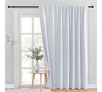 NICETOWN Sliding Door Curtain Window Treatment, Energy Smart Thermal Insulated Extra Wide Solid Room Darkening Curtains/Drapes for Patio Door (Greyish White, W100 x L84, 1 PC)