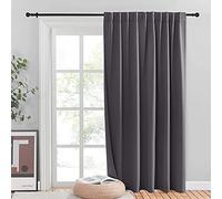 NICETOWN Sliding Door Curtains, Wide Thermal Room Darkning Patio Door Curtain, Vertical Blind, Sliding Glass Door Drapes with Back Tab & Rod Pocket for Garege Basement (Gray, W80 x L84, 1 Piece)