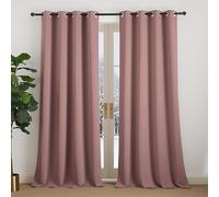 NICETOWN Thermal Blackout Curtains 2 Panels 140 x 240 cm Curtains with Rings for Bedroom Modern Thermal Insulated Curtains for Living Room, Wild Pink