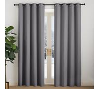 NICETOWN Thermal Curtain Cold Protection Window Curtains Grey Opaque Set of 2 H 200 x W 140 cm Blackout Curtain with Eyelets 200 cm Long for Living Room Modern Eyelet Curtain