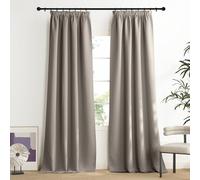 NICETOWN Thermal Curtain, Heat Protection, Living Room Curtains with Ruffle Tape, 2 Pieces, Blackout Curtains, Overcurtains for Rails, Thermal Curtains, 240 x 140 cm (H x W), Sand