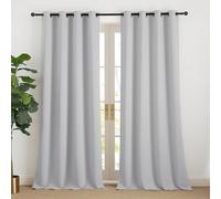NICETOWN Thermal Curtains 240 cm Long Opaque with Eyelets 240 x 140 cm Light Grey Black Out Curtains for Winter Living Room Modern Eyelet Curtain