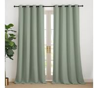 NICETOWN Thermal Curtains Against Cold and Heat Sage Green Curtain Blackout Curtain Children's Room Curtains 240 cm Long Curtains Living Room Modern Eyelet Curtain Set of 2 Sage Green H 240 x W 140 cm