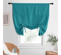 NICETOWN Thermal Insulated Blackout Curtain Adjustable Thermal Insulated Tie Up Curtain Panel for Bathroom Office Bedroom,(Single Rod Pocket Panel, 52 inches W x 63 inches L, Peacock Teal)