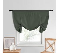 NICETOWN Thermal Insulated Blackout Curtain Tie Up Shade for Small Window Short Balloon Shade, Thermal InsulatedWindow Valances for Classroom Office Decor, W52 X L45, 1 Piece, Dark Mallard