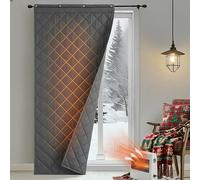 NICETOWN Thermal Insulated Heavy Duty Door Curtain, Grey, 38x82 Inch | Winter Thick Windproof & Waterproof Blackout Door Curtain, 3-in-1 Hanging (Rod/Hooks/Sticky), Privacy, Soundproof, 1 Panel