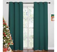 NICETOWN Thermal Insulated Solid Grommet Blackout Curtains/Drape for Living Room (HuKGUSer Green, 1 Pair, 42 by 84-Inch)