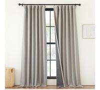 NICETOWN Thick Linen 100% Blackout Curtains 84 inch Length, Pinch Pleated Heat & Light Blocking Curtains Thermal Insulated Sound Reducing Window Treatments for Bedroom, Angora, W50 x L84, 1 Panel