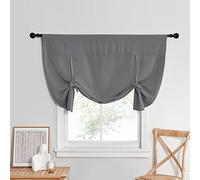 NICETOWN Tie Up Curtain - Small Kitchen Curtains and Valances Set Blackout Adjustable Silver Rod Pocket Roman Shades for Window Home Decor, 1 Panel, W 52 x L 45 in, Grey