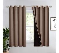 NICETOWN Total Blackout Panel for Nursery, Super Soft, Heavy Duty and Thick Window Treatment Curtain 63 inches Long with Black Lined for Basement, (1 PC, Cappuccino, 52 inches Wide Each Panel)