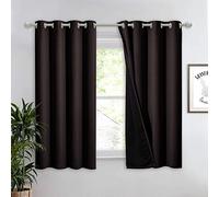 NICETOWN Truly Blackout Curtain 54 inches Length, 2 Thick Layers Completely Blackout Window Treatment Thermal Insulated Lined Drape for Basement Window (Brown, 1 Panel, 52 inches Width Each Panel)