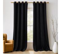 NICETOWN Velvet Curtains 102 Inches Long, Insulated for Patio, Solid Heavy Matt Drapes, Extra Long Window Treatments (2 Panels, Black)