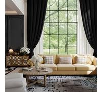 NICETOWN Velvet Curtains 144 Inches Long, Insulated for Patio, Solid Heavy Matt Drapes, Extra Long Window Treatments (2 Panels, Black)