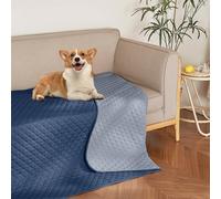 NICETOWN Waterproof Throw Blanket for Dogs & Indoor Cats, Washable Pet Furniture Floor Protector for Medium Large Dog Reversible Couch Cover, 52" Wide x 82" Long, 1 Panel, Navy/Stone Blue