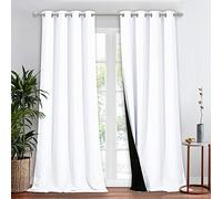 NICETOWN White 100% Blackout Curtain for Windows, Super Heavy-Duty Black Lined Total Darkness Drape for Bedroom, Privacy Assured Window Treatment for Patio (1 PC, 52 inches W x 108 inches L)