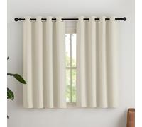 NICETOWN Window Curtains, Opaque Beige Blackout Curtain, Eyelet Curtains for Small Windows, Opaque Curtain with Eyelets, Curtains for Bedroom, Thermal Curtains, Light Beige, H 145 x W 140 cm