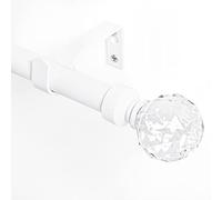 NICETOWN Window Treatment Single Curtain Rod Set 1 inches Diameter with Faceted Ball Finials for French Door Fitting Room Patio Drapes, Adjustable Length from 48 to 86-Inch, Matte White