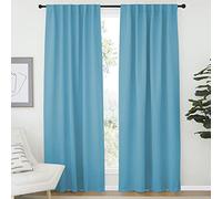 NICETOWN Window Treatment Solid Blackout Curtains - (Teal Blue=Light Blue) 52x84 inch, 2 Panels, Blackout Drapery Panels for Kids Bedroom