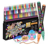 NICETY 72 Colors Acrylic Paint Pens Paint Markers, Extra Fine Tip Point Acrylic Paint Pens for Rock Painting, Canvas, Wood, Ceramic, Glass, Stone, Fabric, DIY Crafts & Art Supplies