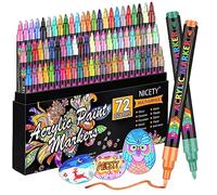 NICETY Acrylic Paint Pens Set - 72 Colours Paint Markers for Rock Painting Stone Glass Ceramic Wood Metal Fabric - 0.7mm Extra Fine Tip Water Based Acrylic Markers for Adults