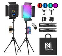 Niceveedi 15" RGB Photography Light, 2 Pack 40W LED Video Light with Remote and Phone Holder, 2700K-6500K Colorful Studio Panel Light with RGB/CCT/HSI/SCENE Mode for YouTube/TikTok/Live Streaming/Game