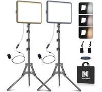 NiceVeedi 2-Pack Photography Lighting Kit, 25 * 20CM Dimmable15W LED Studio Video Light, Stream Selfie Light for Recording/Game Streaming/Camera Portrait, With 160CM Tripod (22w)