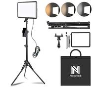 NiceVeedi Photography Lighting Kit, 25 * 20CM Dimmable 15W LED Studio Video Light, Stream Selfie Light for Recording/Game Streaming/Camera Portrait, With 160CM Tripod (15w-1 Pack)