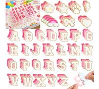 NICEVINYL Self Adhesive Chenille Patches：132PCS Pink Pre-Sort Varsity Letter Patch for DIY Initial Bags Backpacks Hats - Heart Star Bowknot Cute Patch Stickers for Birthday Party Gifts Craft