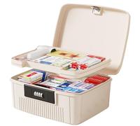 NICEWAT 2 Layer Medicine Storage Box, 25 * 20 * 10cm Lock Box with Code, 6L Lockable Medicine Box with Removable Tray, Medication Storage Container for Medicine, Food, Phone, Office Documents