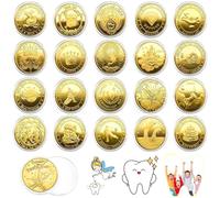 NICEWAT 20 Pcs Tooth Fairy Piece, Tooth Fairy Gift with Different Patterns, Fairy Tooth Pieces, Baby Teeth Growth Gifts for Boys and Girls