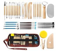 NICEWAT 40Pcs Clay Sculpting Tools Set, Polymer Clay Tools with Storage Bag, Carving Modeling Clay Sculpting Tool Set for DIY, Pottery Carving Tool, Air Dry Clay Tool for Engraving, Embossing, Shaping