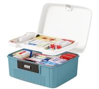 NICEWAT Lockable Storage Box, 2 Layer Lockable Medicine Storage Box, 4-Digital Medicine Box with Combination Lock, Code Box with Lid Household Security Stash Box for Home,School,6L