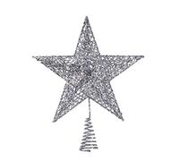 Nicexmas 20 cm Silver Star Tree Topper Exquisite Christmas Tree Topper Decoration