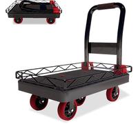 NiceyCare 2IN1 Heavy Duty Platform Truck Flatbed Cart, 106×66CM 1000KG Capacity Push Cart Dolly with Detachable Solid Steel Cage, Collapsible Folding Cage