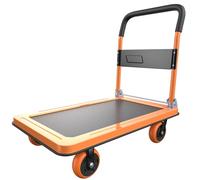 NiceyCare Foldable Platform Truck w/ 500kg Capacity-90×60CM Push Cart w/13CM TPR Wheels, Steel Platform, 3-Second Folding Hand Truck for Warehouses, Homes | Space-Saving Transport Trolley, Orange