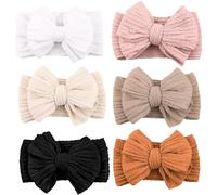 Niceye Handmade Baby Headbands Soft Stretchy Nylon Hair Bands with Bows for Newborn Infant Baby Toddler Girls- Pack of 6