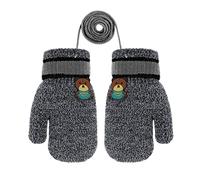 NICEYEA Baby Toddlers Knitted Gloves Winter Warm Plush Full Finger Magic Mittens Cute Cartoon Gloves Thicken Hanging Neck Gloves Outdoor Hands Warmer for Boys Girls 0-3 Years Old