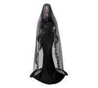 NICEYEA Black Halloween Veil Lace Widow Veil Bridal Veil Ghost Hair Accessories Long Tulle Bridal Veil Headpiece Gothic Witch Costume for Wedding Hen Night Party