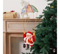 NICEYEA Electric Santa Claus Parachute Somersault with Music Plush Doll Figurine Toys Christmas Tree Hanging Ornaments Party Home Decoration Xmas Gift