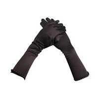 NICEYEA Flower Girls Long Satin Gloves Elbow Gloves Princess Dress Up Gloves with Pearl for Formal Wedding Prom Opera Gloves 1920s