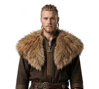 NICEYEA Mens Faux Fur Viking Warrior Shoulder Cape