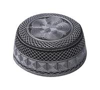 NICEYEA Muslim Prayer Arabian Headwear Kufi Hat Islam Skull Cap Breathable Embroidery Beanie Hat Ramadan Eid Gift for Men Black
