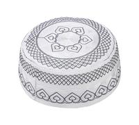 NICEYEA Muslim Prayer Arabian Headwear Kufi Hat Islam Skull Cap Breathable Embroidery Beanie Hat Ramadan Eid Gift for Men Grey